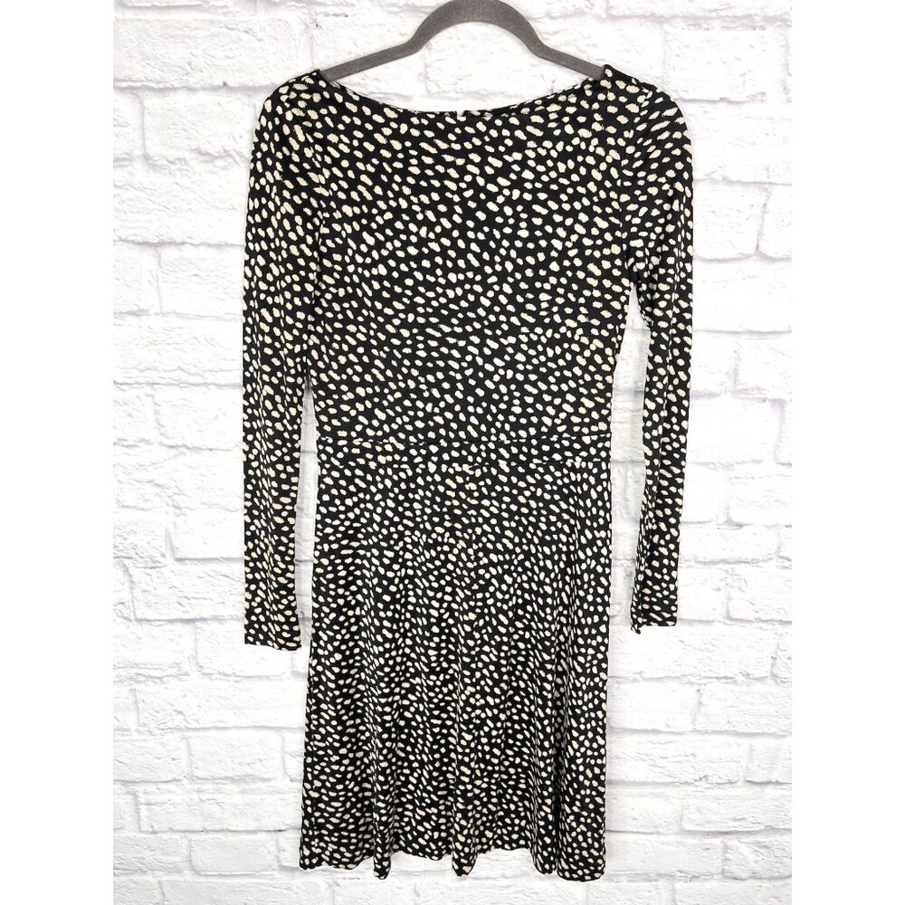 TORY BURCH Women's Black Ivory Animal Print Silk Fit & Flare Dress XS
